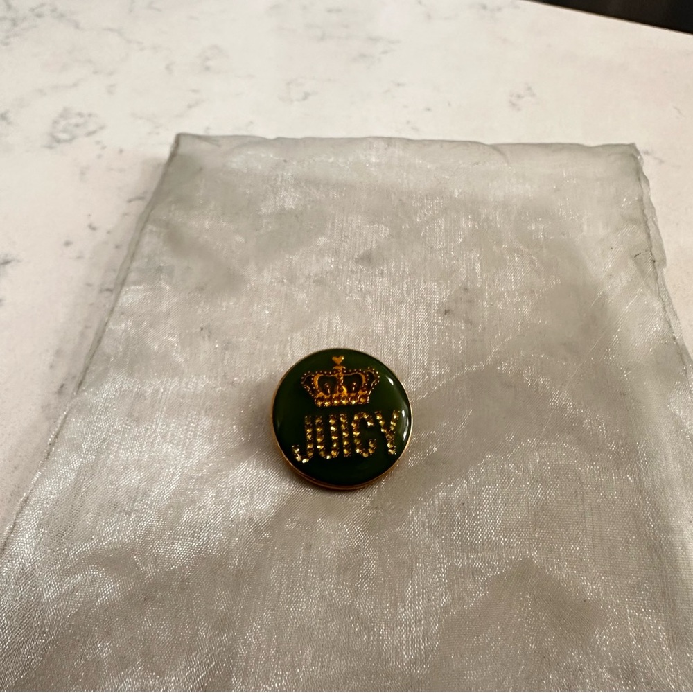 Juicy Couture Green and Gold Crown Brooch